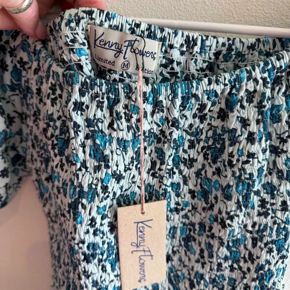 Kenny Flowers Sonoma Blue and White Floral Off-Shoulder Mini Dress - Picture 6 of 9